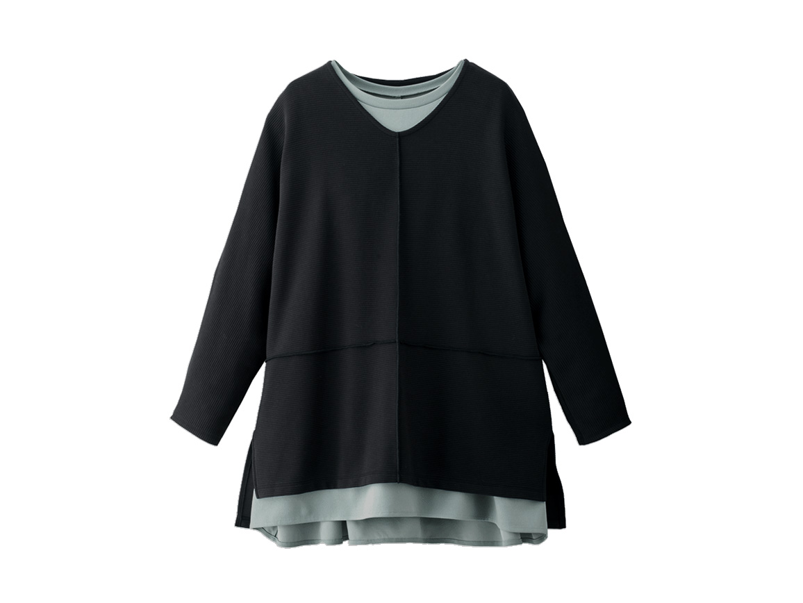 リップルトレーナー×ジョーゼット調インナーアンサンブル リップルトレーナー×ジョーゼット調インナーアンサンブル