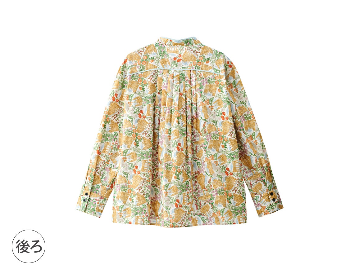 リバティプリントタックデザインブラウス リバティプリントタックデザインブラウス