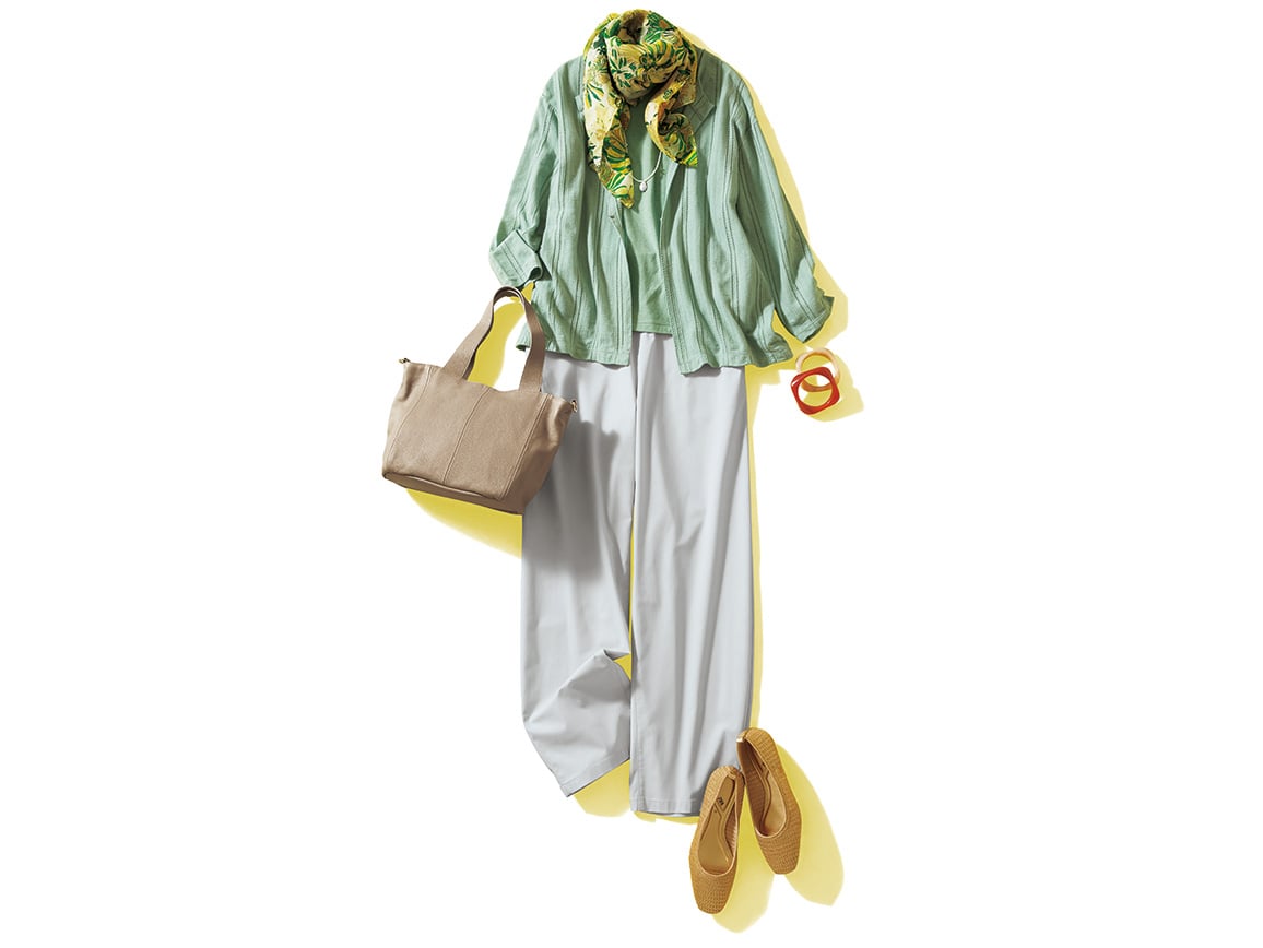 尾州ジャカードカーデ×天竺インナーアンサンブル 尾州ジャカードカーデ×天竺インナーアンサンブル