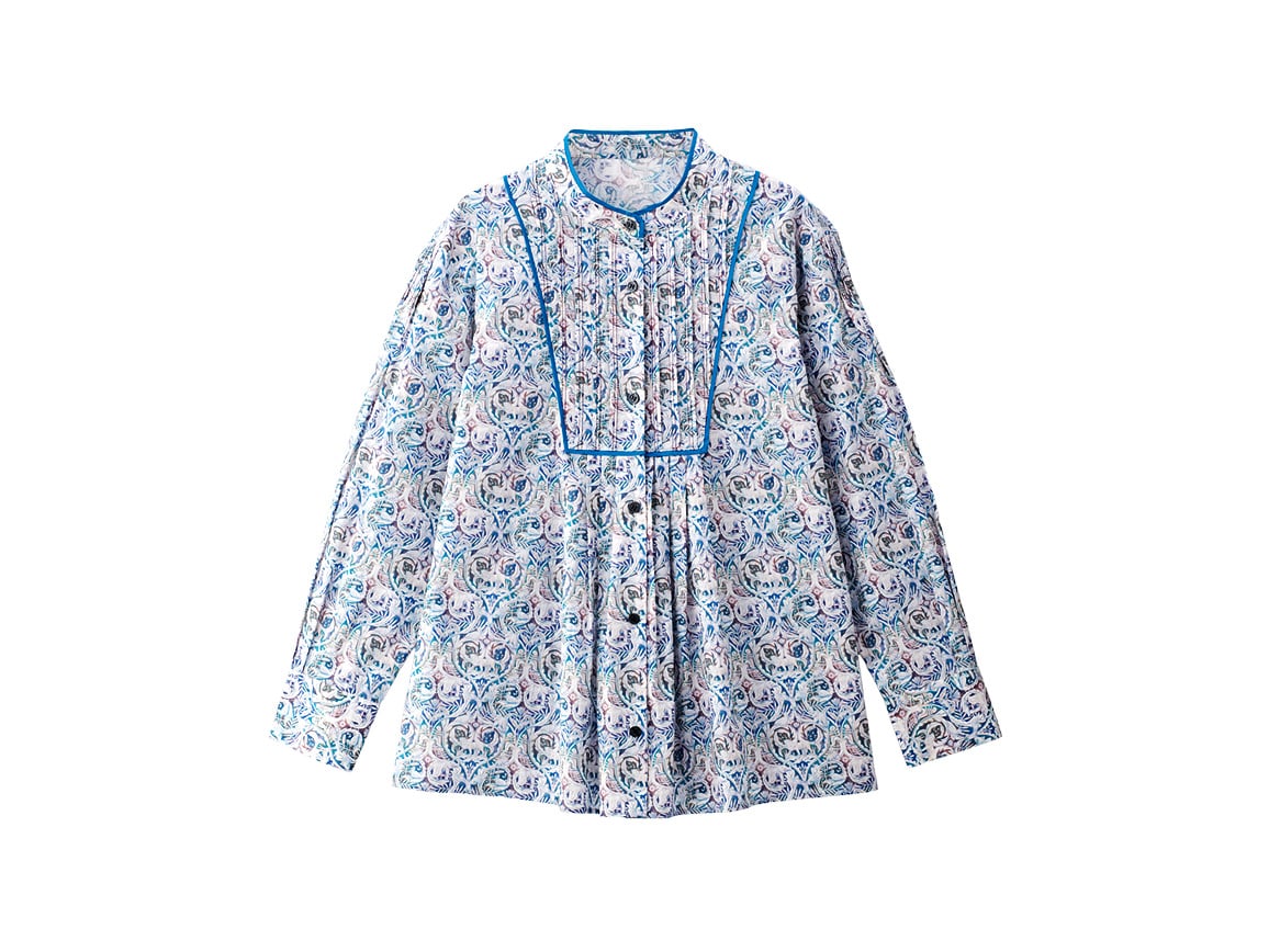 リバティプリントタックデザインブラウス リバティプリントタックデザインブラウス