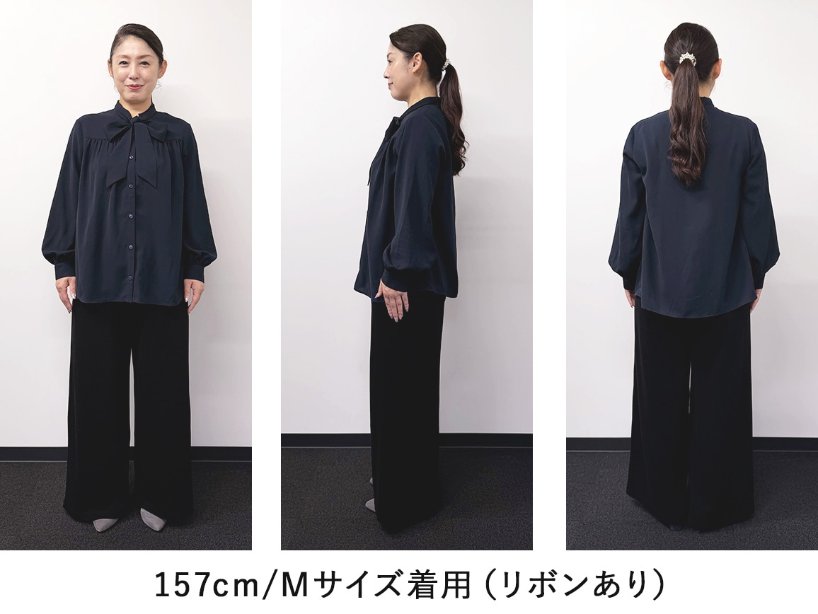 リボンタイつきギャザーブラウス リボンタイつきギャザーブラウス