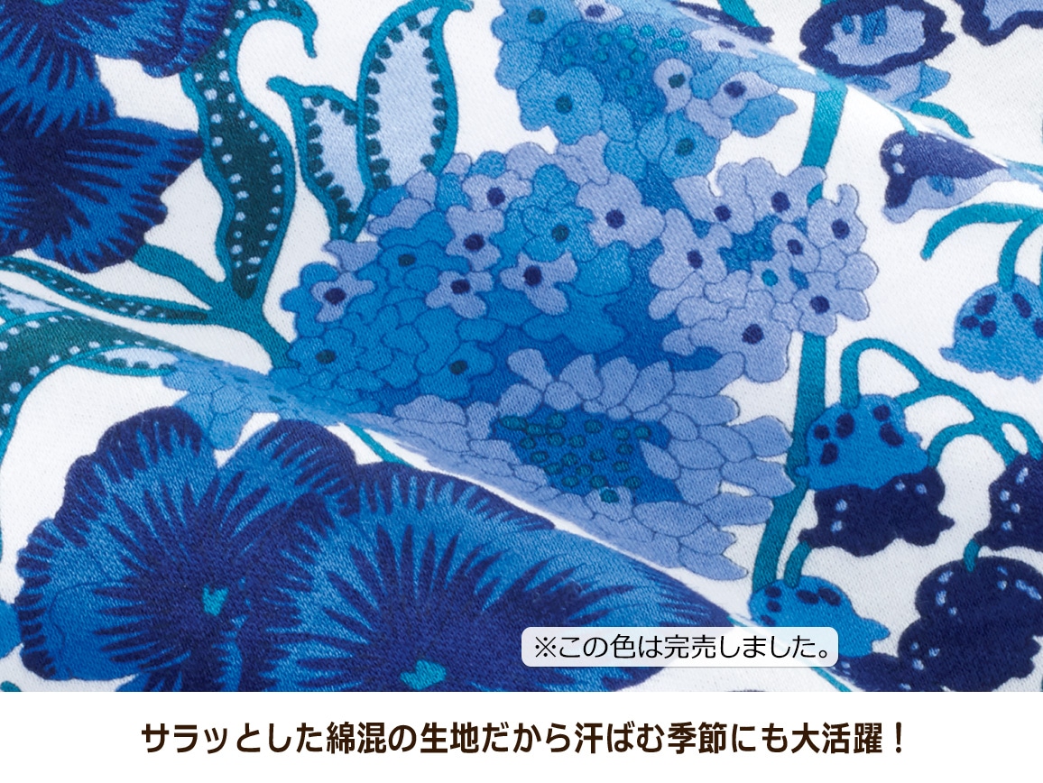 リバティプリントチュニック（七分袖）(05_３Ｌ 28_ピンク系小花柄