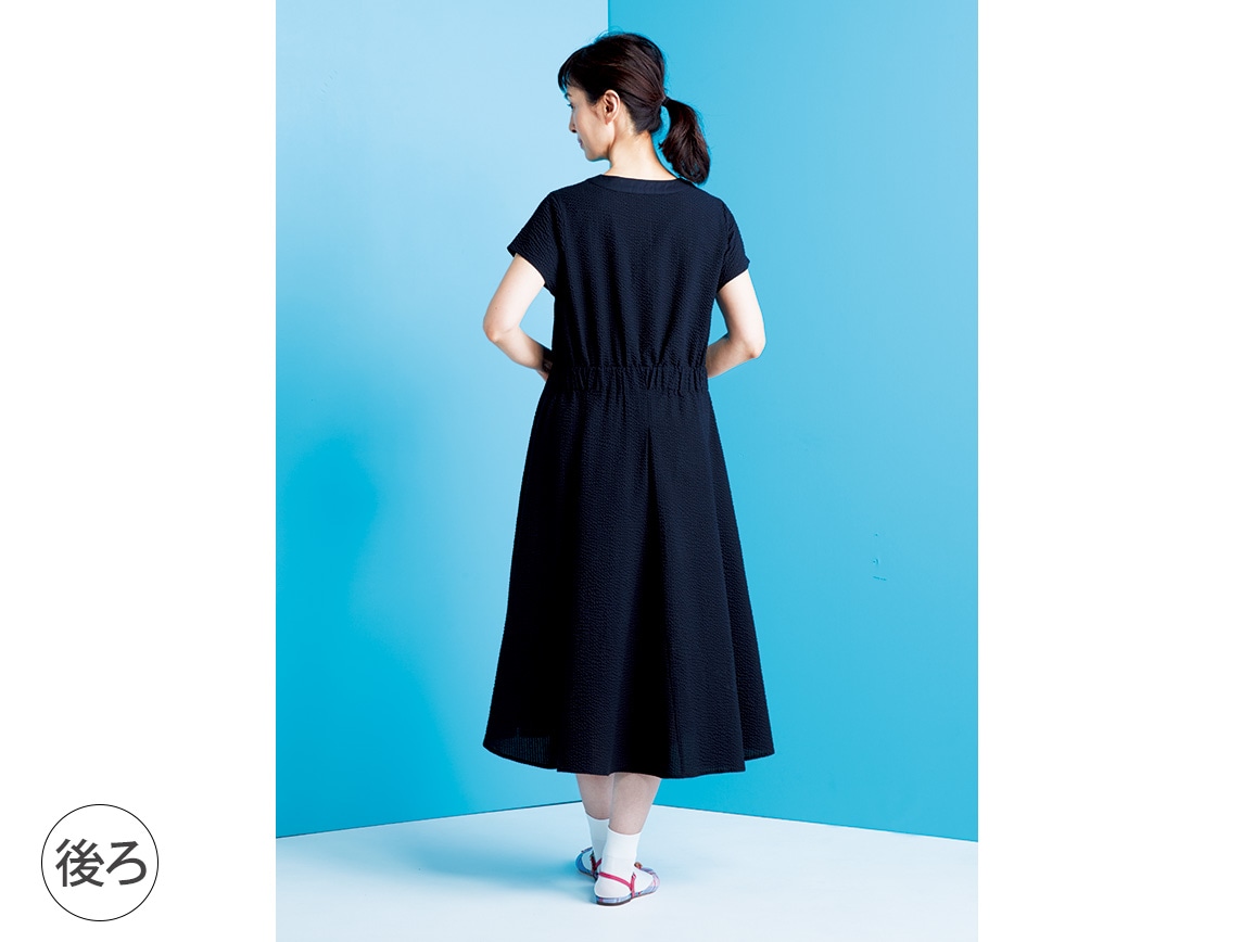塩縮コットンワンピース 02 ｍ 69 ダークネイビー 公式 ハルメク通販サイト