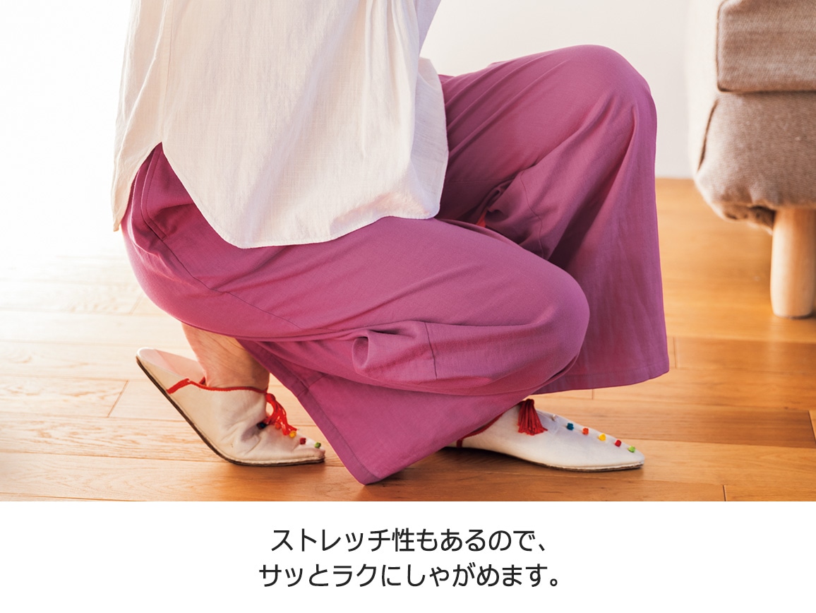 風通る軽やかストレッチWガーゼ ガウチョパンツ 風通る軽やかストレッチWガーゼ ガウチョパンツ