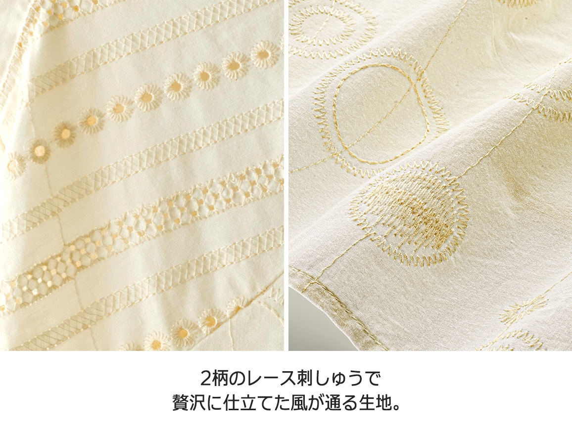 サークル刺しゅう切り替えレースブラウス サークル刺しゅう切り替えレースブラウス