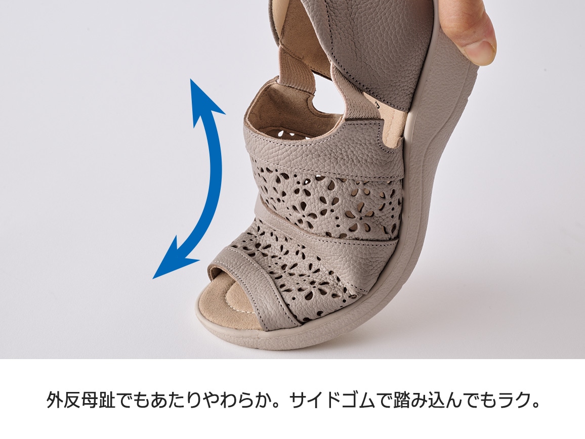 高井さんの牛革5E花柄パンチングサンダル 高井さんの牛革5E花柄パンチングサンダル(02_M 61_ブルー