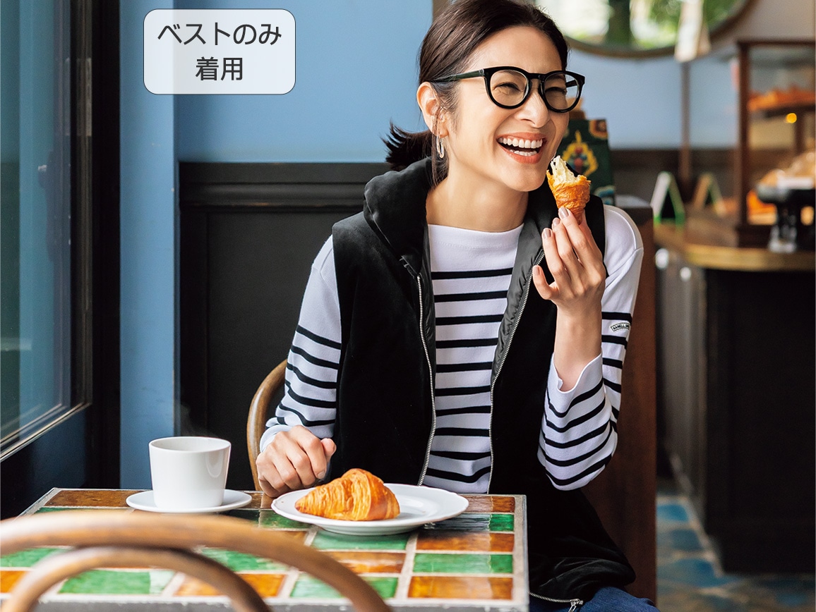 ベロアダウンベスト×ウール混コートセット ベロアダウンベスト×ウール混コートセット