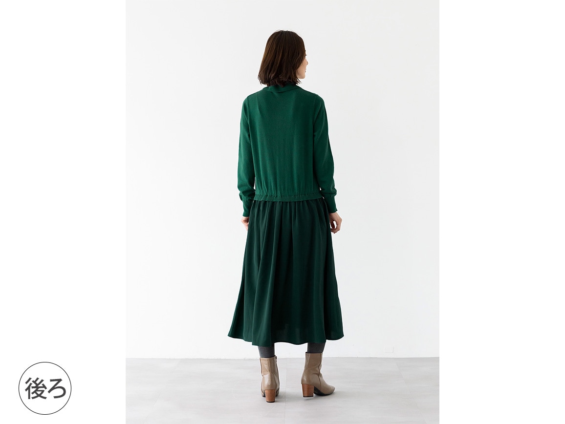 シャツデザインニットドッキングワンピース シャツデザインニットドッキングワンピース