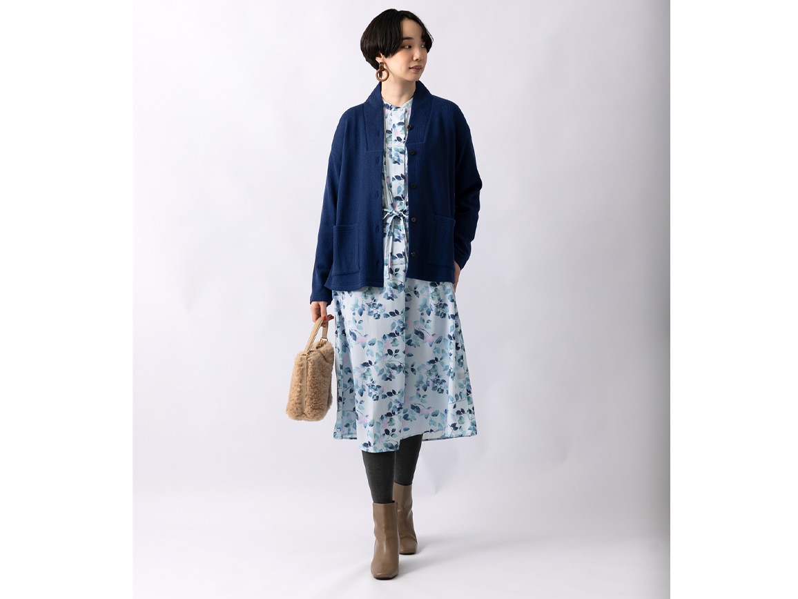 プランテーション　カーディガン ジャケット ネイビー　Mサイズ 疲れないフォーマルスタイル。スーパーメリノ カーディガン