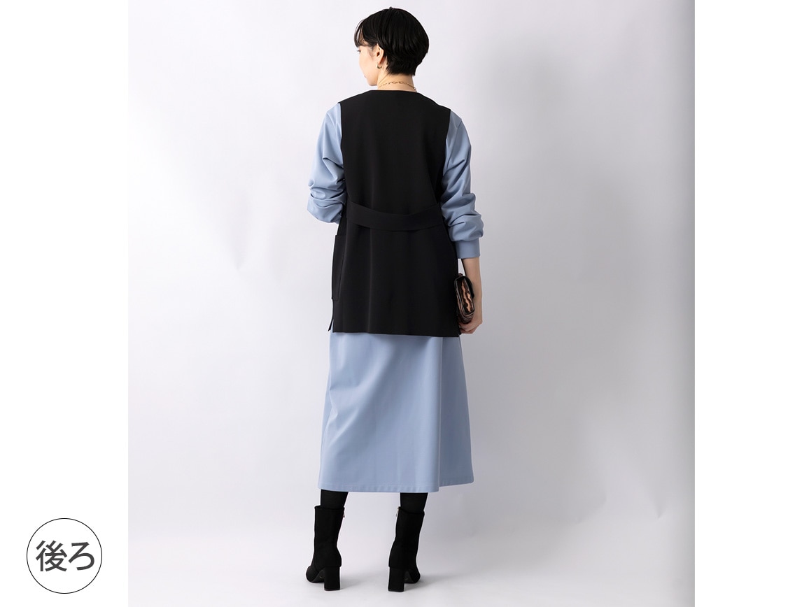 【先行】ポケットデザインノーカラーニットジレ 【先行】ポケットデザインノーカラーニットジレ