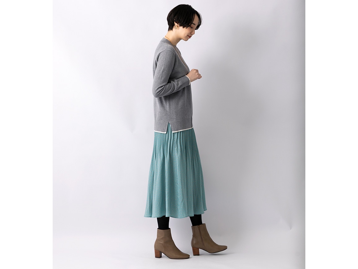 【先行】シルク混ラインデザインニット 【先行】シルク混ラインデザインニット