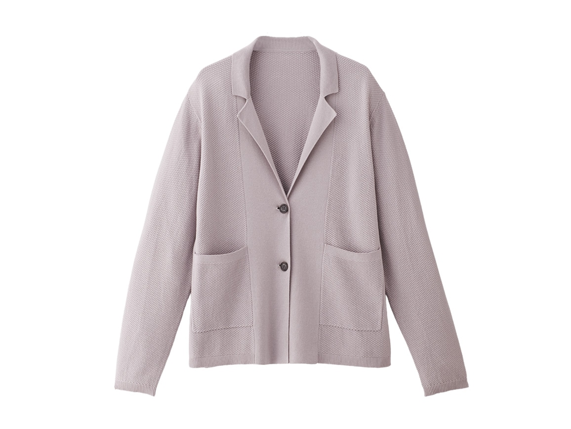 【先行】鹿の子編みテーラードニットジャケット 【先行】鹿の子編みテーラードニットジャケット