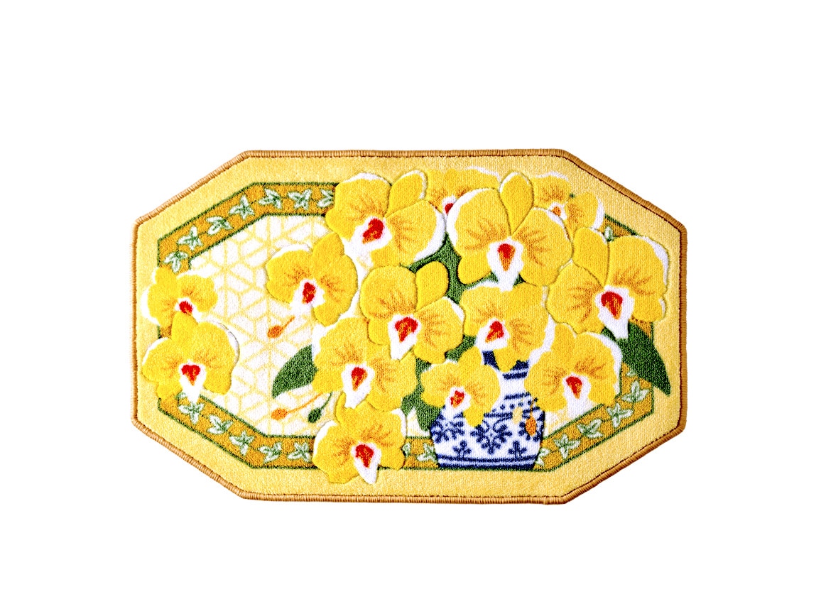 幸福の黄色い胡蝶蘭 八角玄関マット 幸福の黄色い胡蝶蘭 八角玄関マット