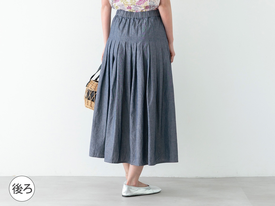 【先行】タックデザイン軽量デニムスカート 【先行】タックデザイン軽量デニムスカート