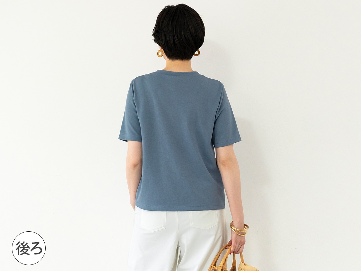 【先行】リーフ柄刺しゅうゆったりTシャツ 【先行】リーフ柄刺しゅうゆったりTシャツ