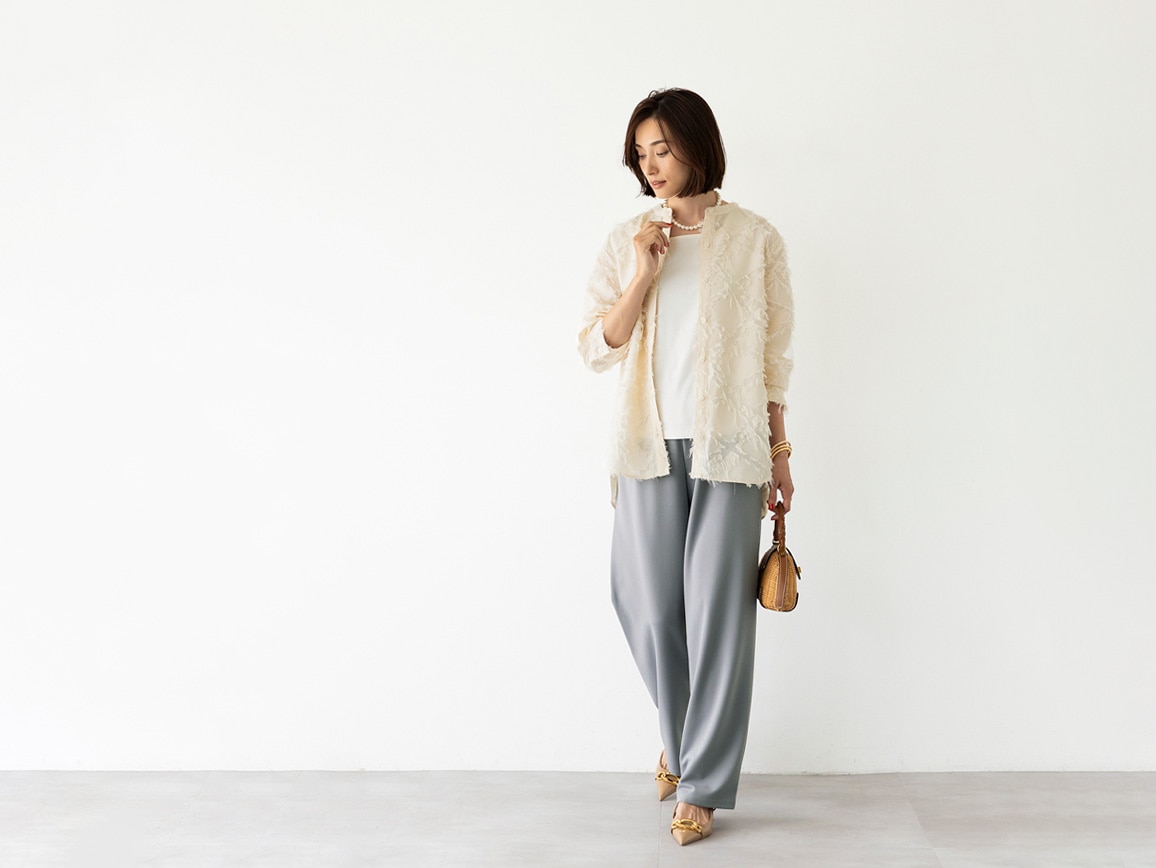 【先行】カットジャカードロングシャツ 【先行】カットジャカードロングシャツ
