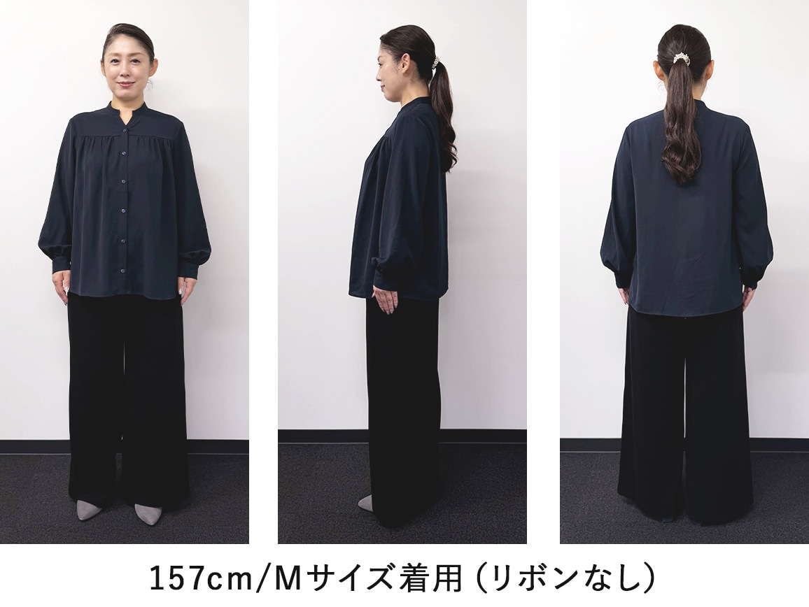 リボンタイつきギャザーブラウス リボンタイつきギャザーブラウス
