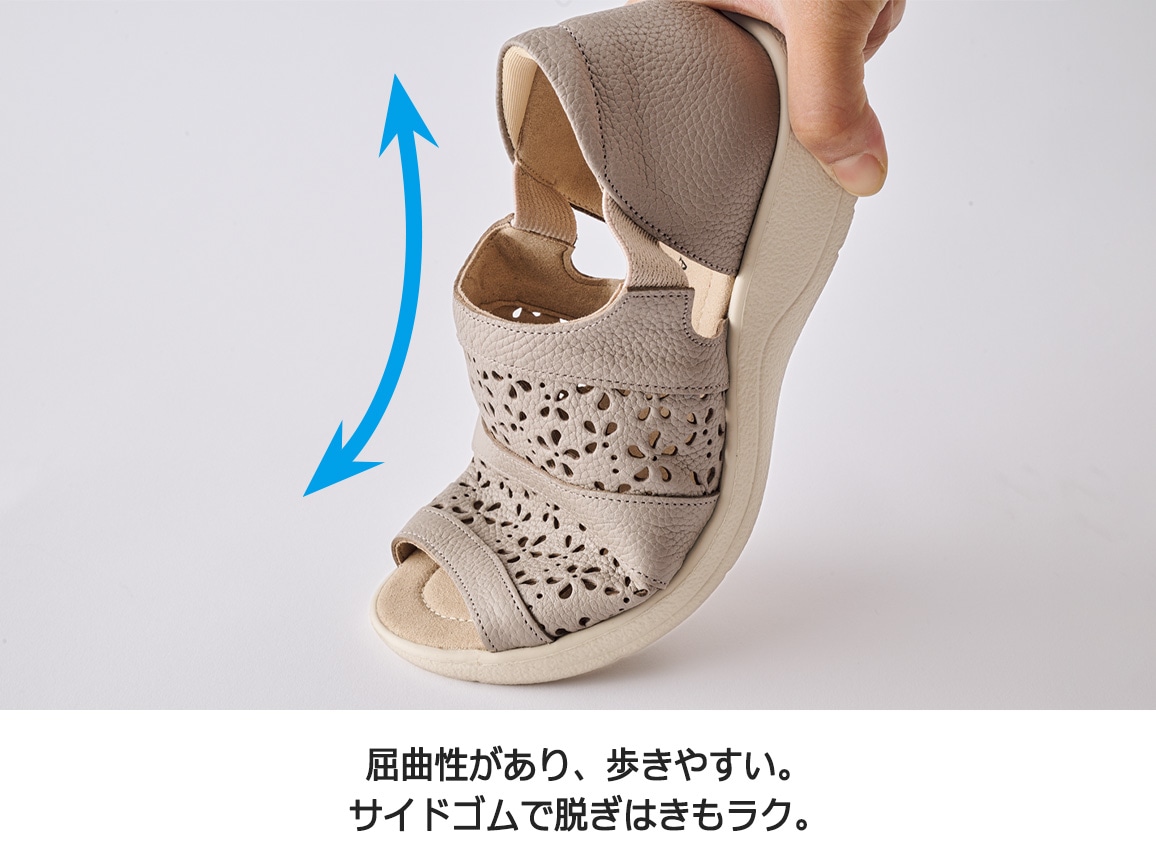 高井さんの牛革5E花柄パンチングサンダル 高井さんの牛革5E花柄パンチングサンダル