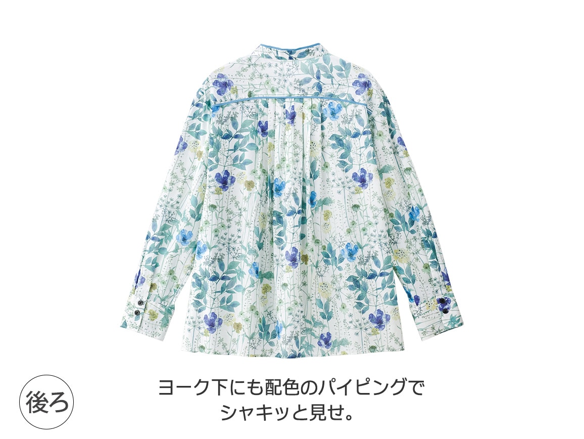 リバティプリントタックデザインブラウス リバティプリントタックデザインブラウス