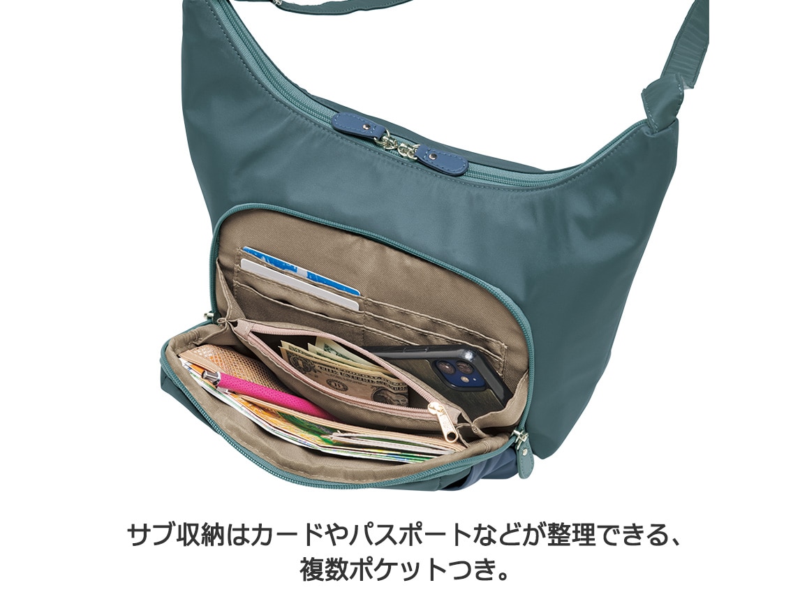 ラウンドポケットつきコンビショルダー ラウンドポケットつきコンビショルダー