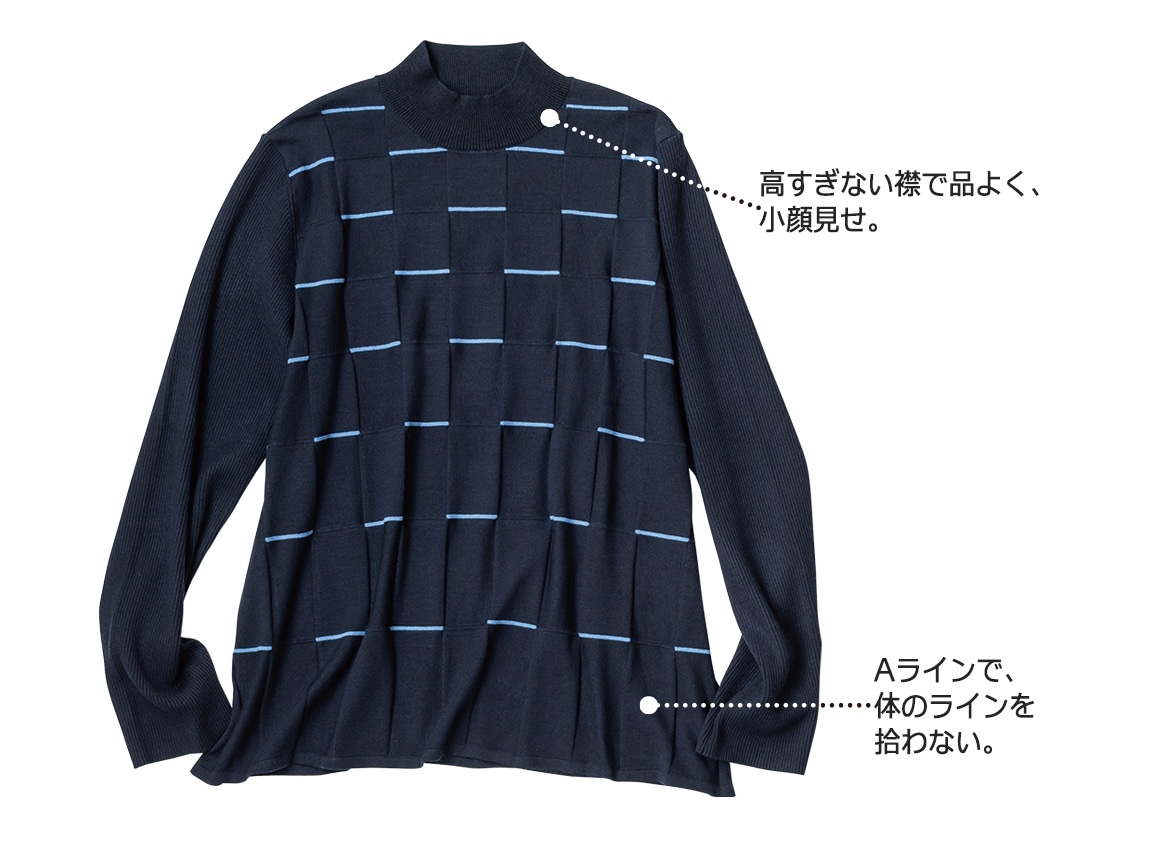 グラデーションチェックハイネックセーター グラデーションチェックハイネックセーター