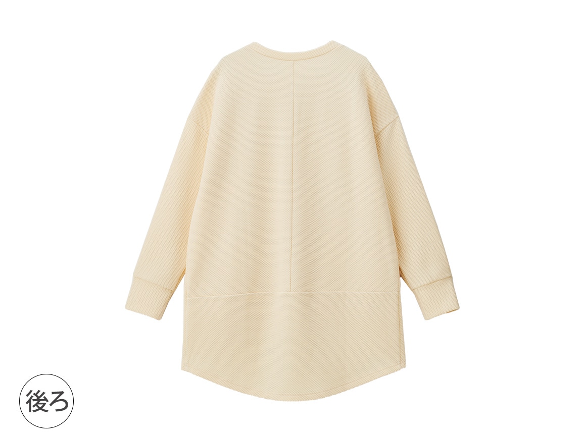 V字切り替えポケットつきワッフルチュニック V字切り替えポケットつきワッフルチュニック
