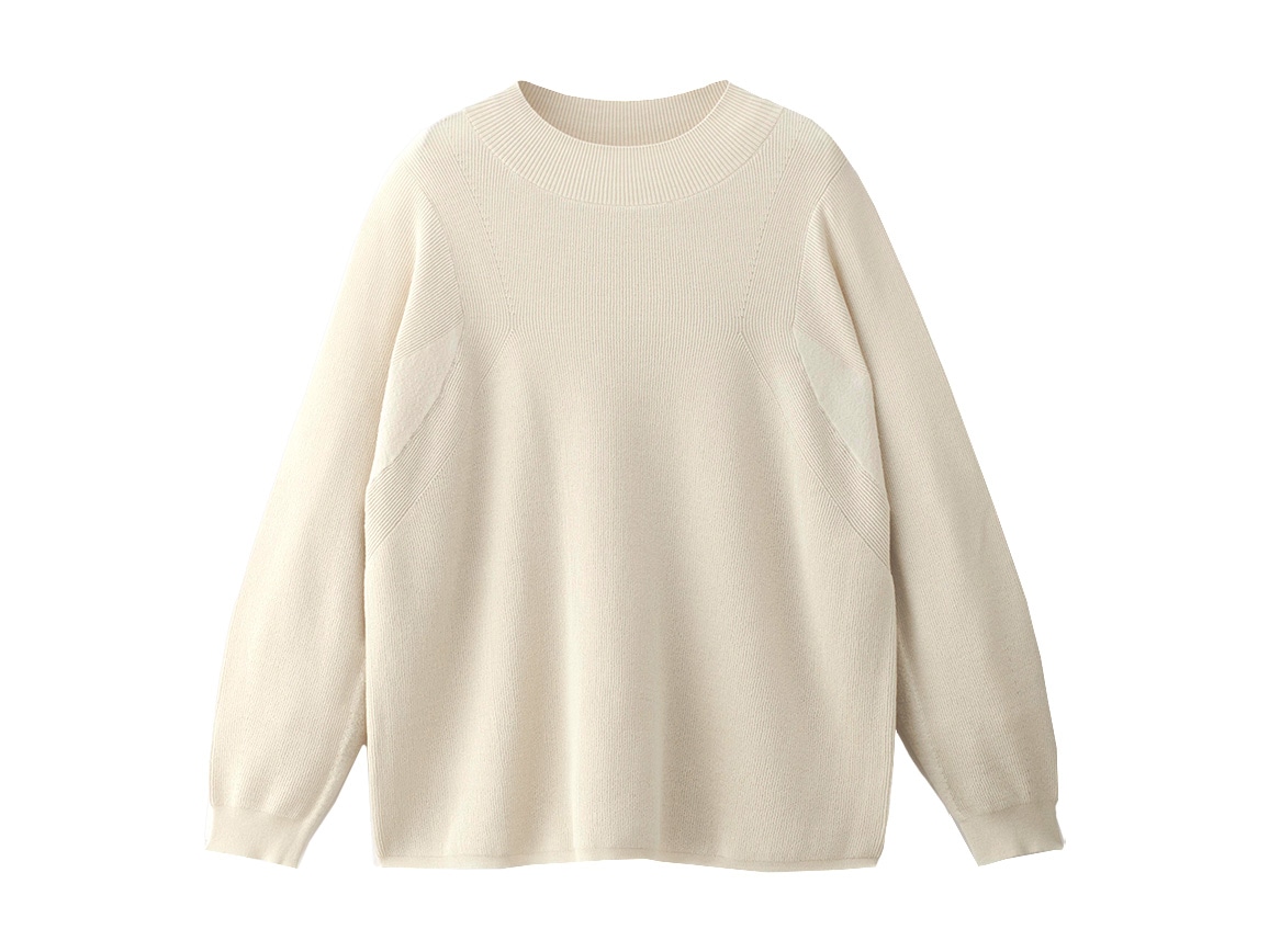 編地切り替えモックネックニット 編地切り替えモックネックニット