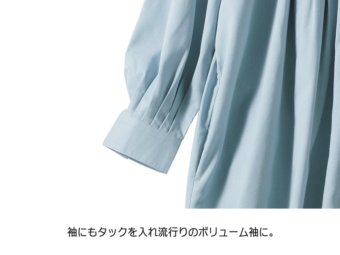 バンドカラータックフレアワンピース バンドカラータックフレアワンピース