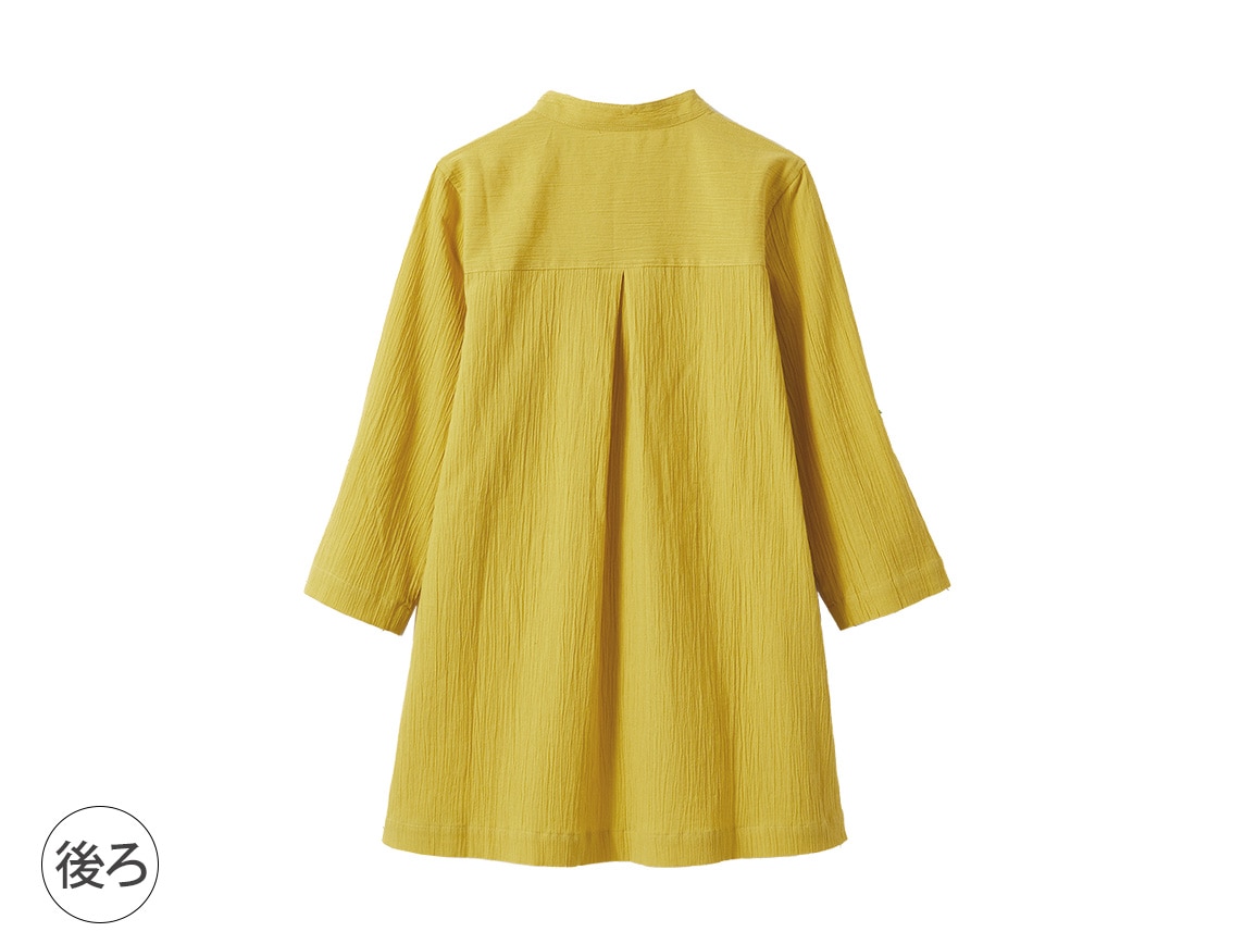 綿楊柳バンドカラーシャツ(七分袖)【広告商品】 綿楊柳バンドカラーシャツ(七分袖)【広告商品】