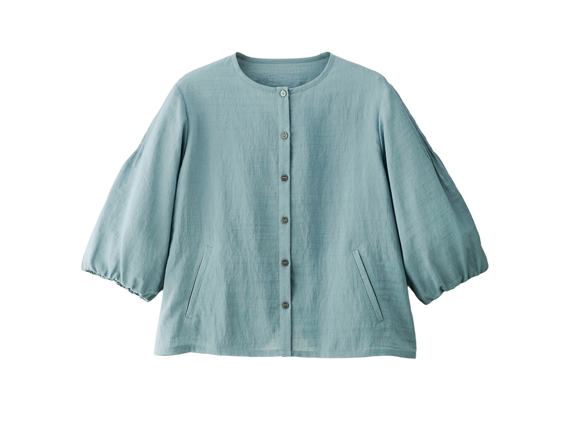 リネン混軽量シャツブラウス リネン混軽量シャツブラウス