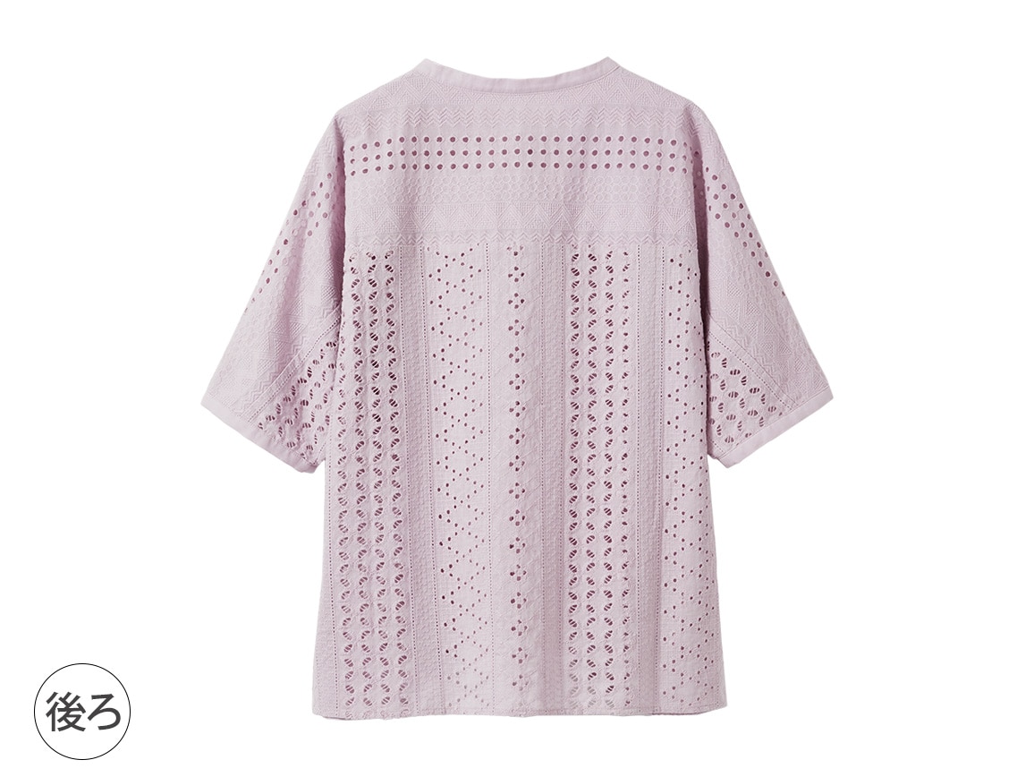 総レースコットンブラウス(五分袖)【広告商品】 総レースコットンブラウス(五分袖)【広告商品】