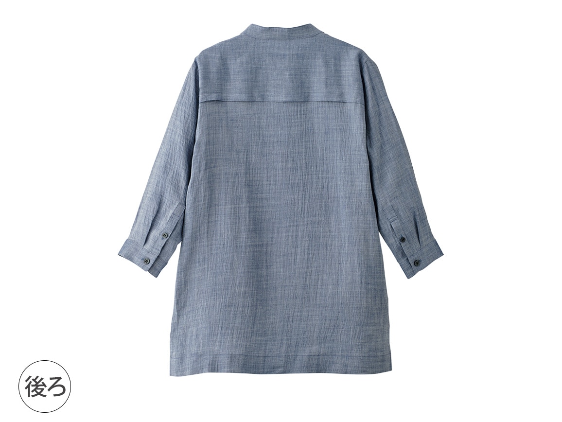 滋賀近江の麻バンドカラーシャツジャケット 滋賀近江の麻バンドカラーシャツジャケット