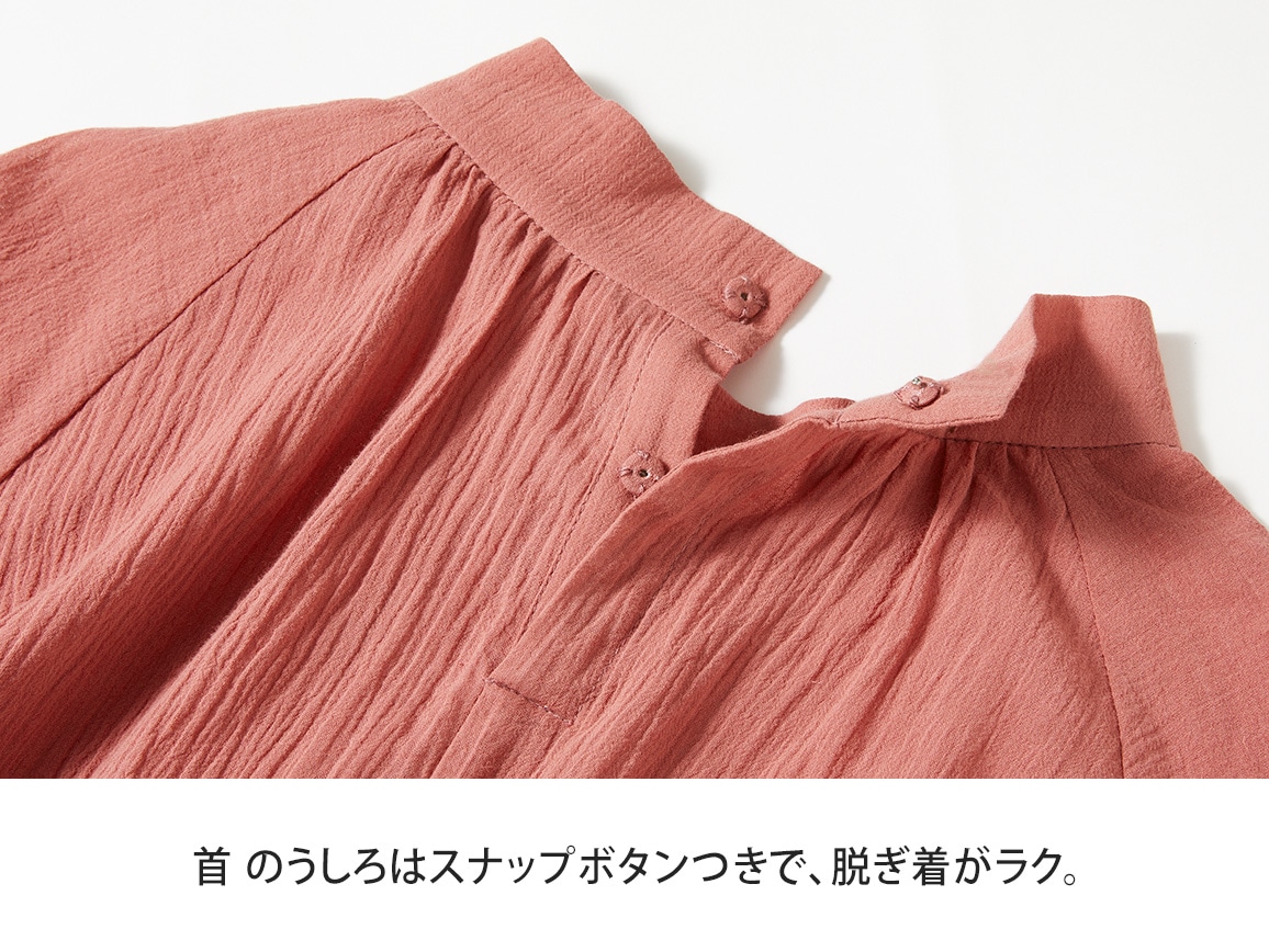 ハイネック綿楊柳ブラウス ハイネック綿楊柳ブラウス