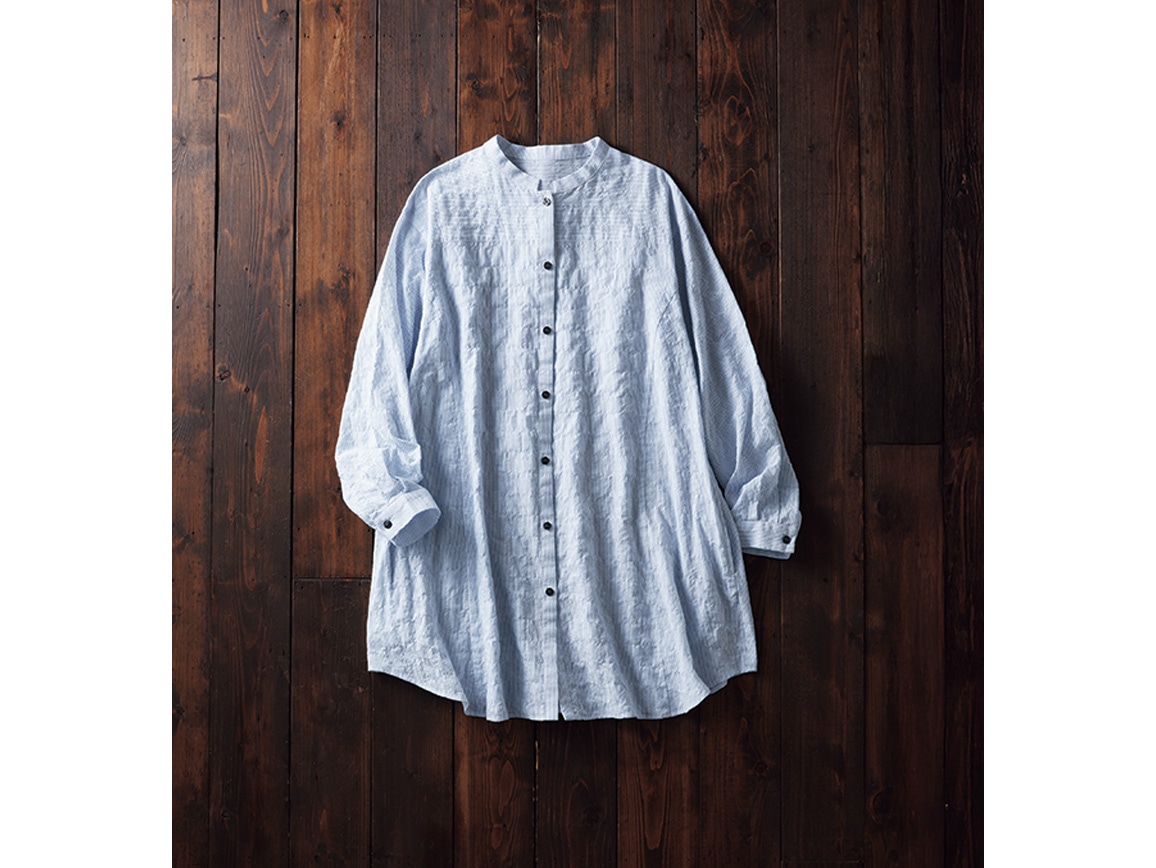 コットンシャーリングゆったりロングブラウス コットンシャーリングゆったりロングブラウス