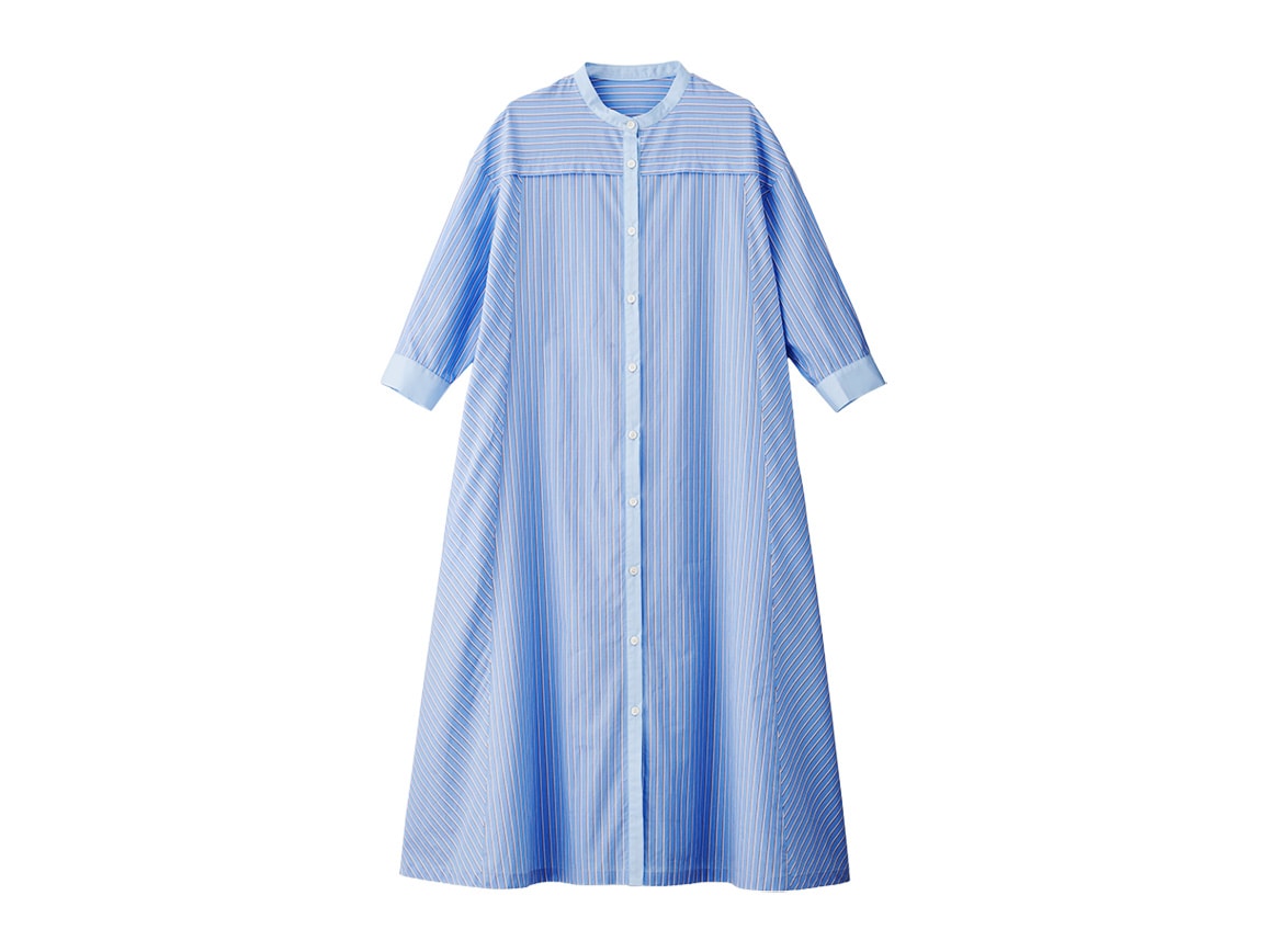 配色ストライプシャツワンピース 配色ストライプシャツワンピース