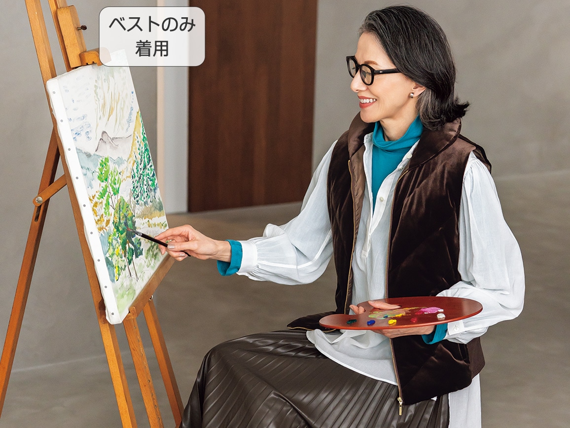 ベロアダウンベスト×ウール混コートセット ベロアダウンベスト×ウール混コートセット