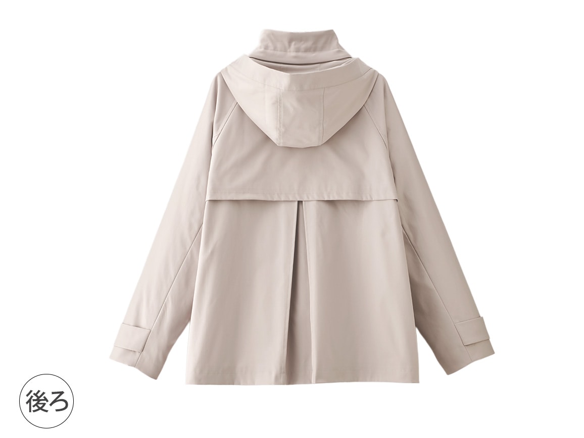 【先行】はっ水防風フードつきハーフトレンチコート 【先行】はっ水防風フードつきハーフトレンチコート