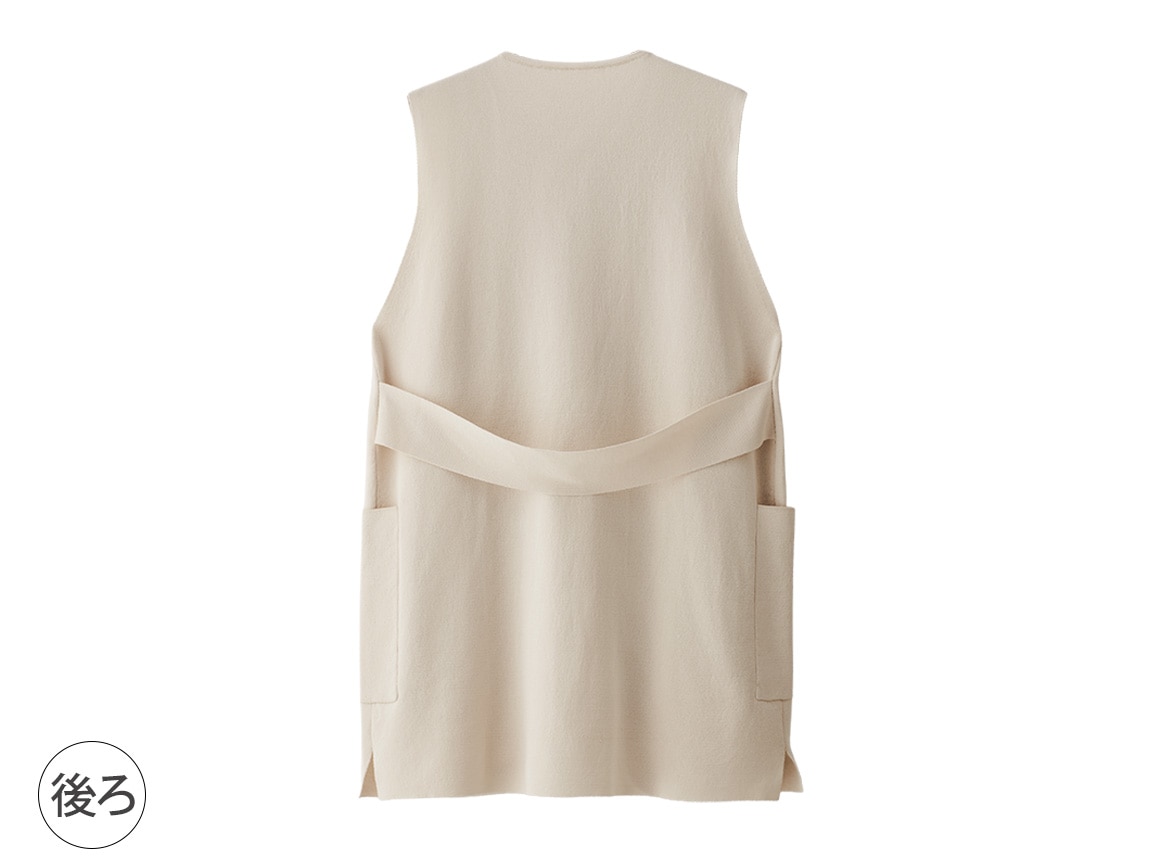 【先行】ポケットデザインノーカラーニットジレ 【先行】ポケットデザインノーカラーニットジレ