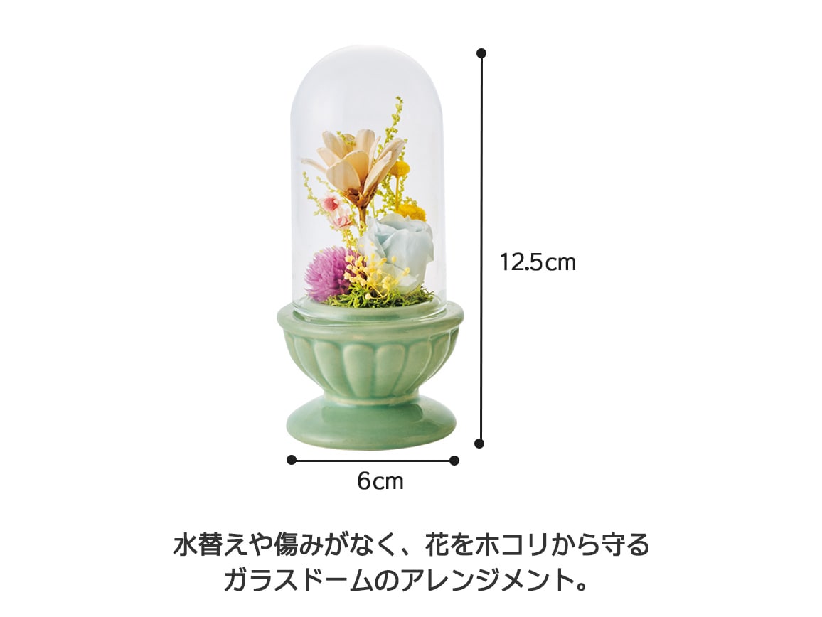 ガラスドームアレンジメント 高さ12cm ガラスドームアレンジメント 高さ12cm