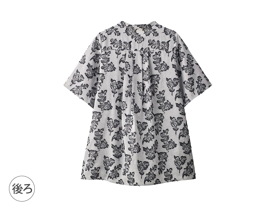 【先行】カットジャカードストライプブラウス 【先行】カットジャカードストライプブラウス