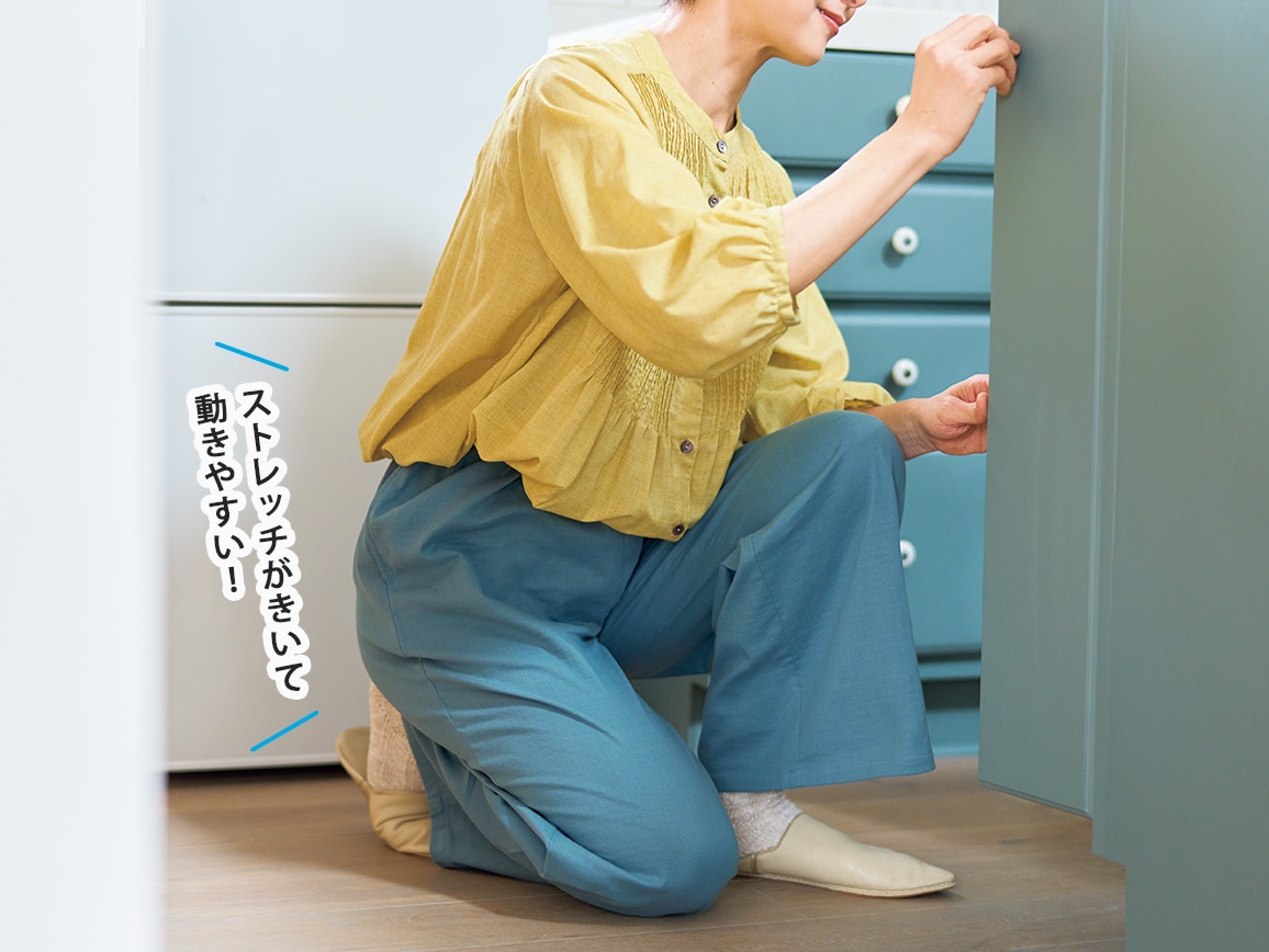 軽やかストレッチWガーゼ スマートワイドガウチョ 軽やかストレッチWガーゼ スマートワイドガウチョ