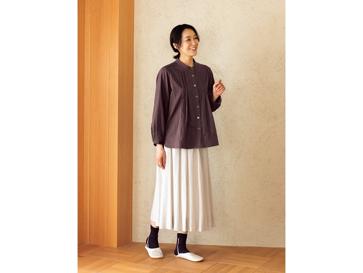 軽やかストレッチWガーゼ タックブラウス 軽やかストレッチWガーゼ タックブラウス
