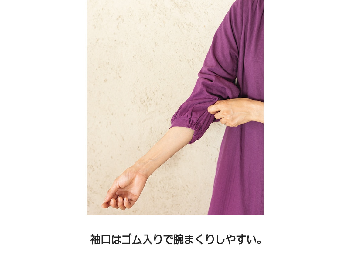 軽やかストレッチWガーゼ 羽織にもなるシンプルワンピース 軽やかストレッチWガーゼ 羽織にもなるシンプルワンピース