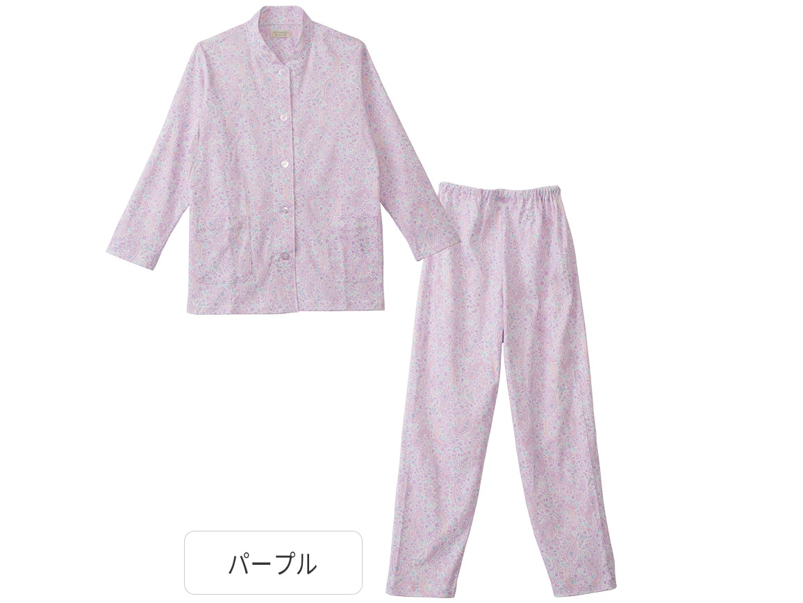 日本製 スムースニットパジャマ（スプリングペイズリー柄）(02_Ｍ 41_