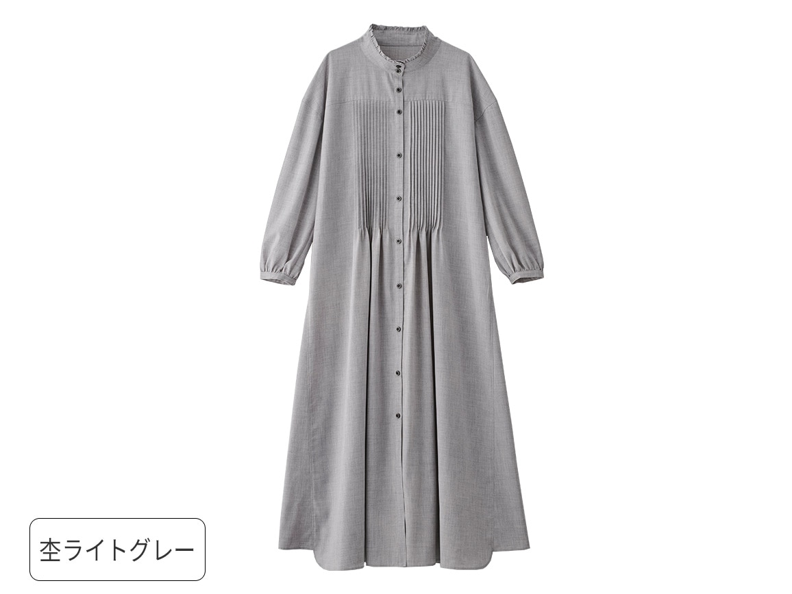 ピンタックロングシャツワンピース ピンタックロングシャツワンピース