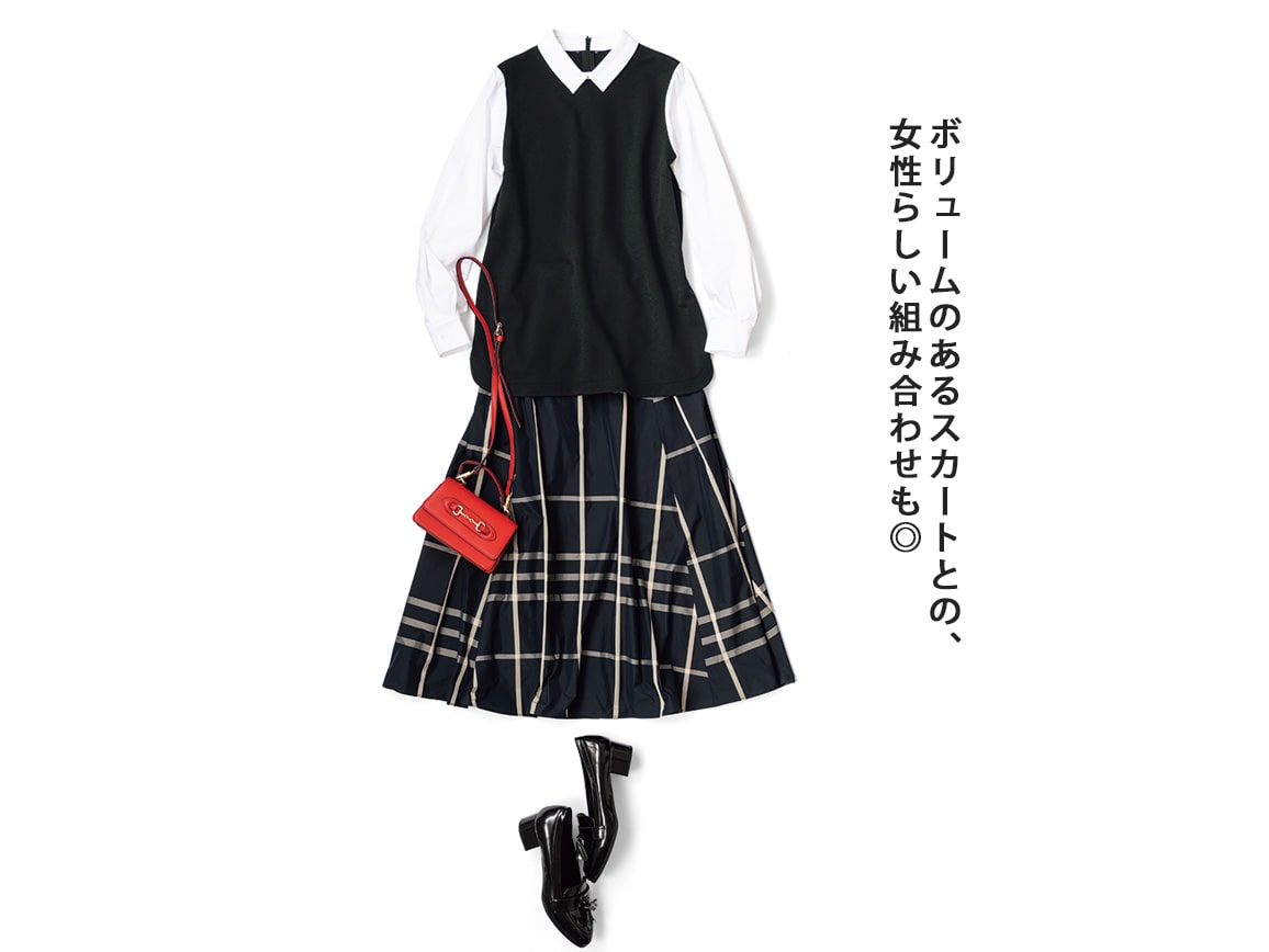 シャツ襟つきドッキングチュニック シャツ襟つきドッキングチュニック