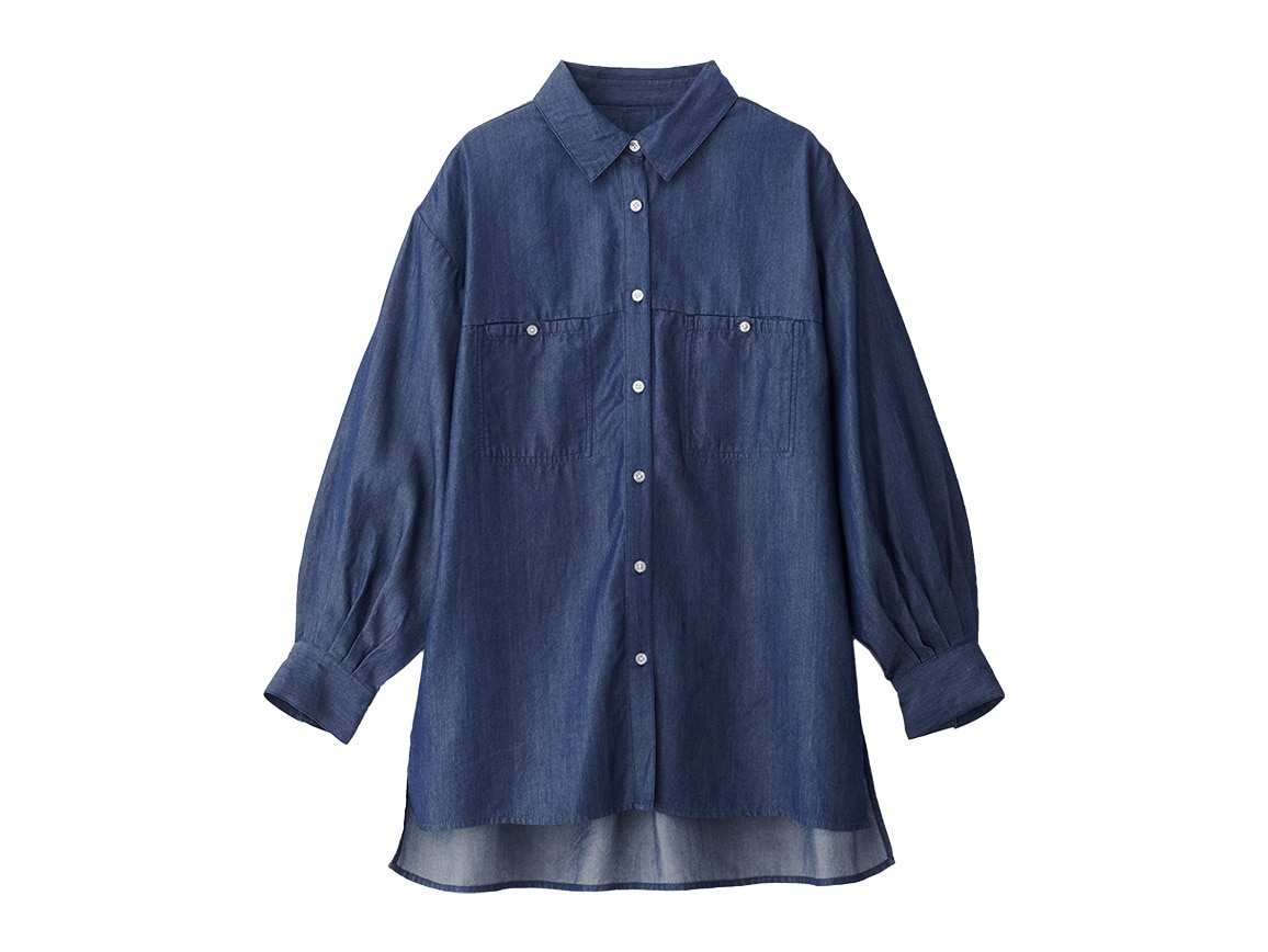 ゆったりデニムロングシャツ(02_M 88_インディゴ): ｜ カタログ