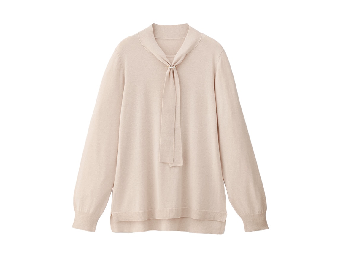 ピンつきボウタイニットプルオーバー ピンつきボウタイニットプルオーバー