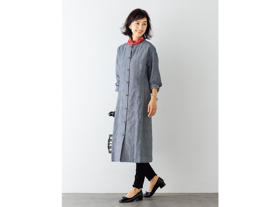 綿麻ツイルワンピースコート 綿麻ツイルワンピースコート