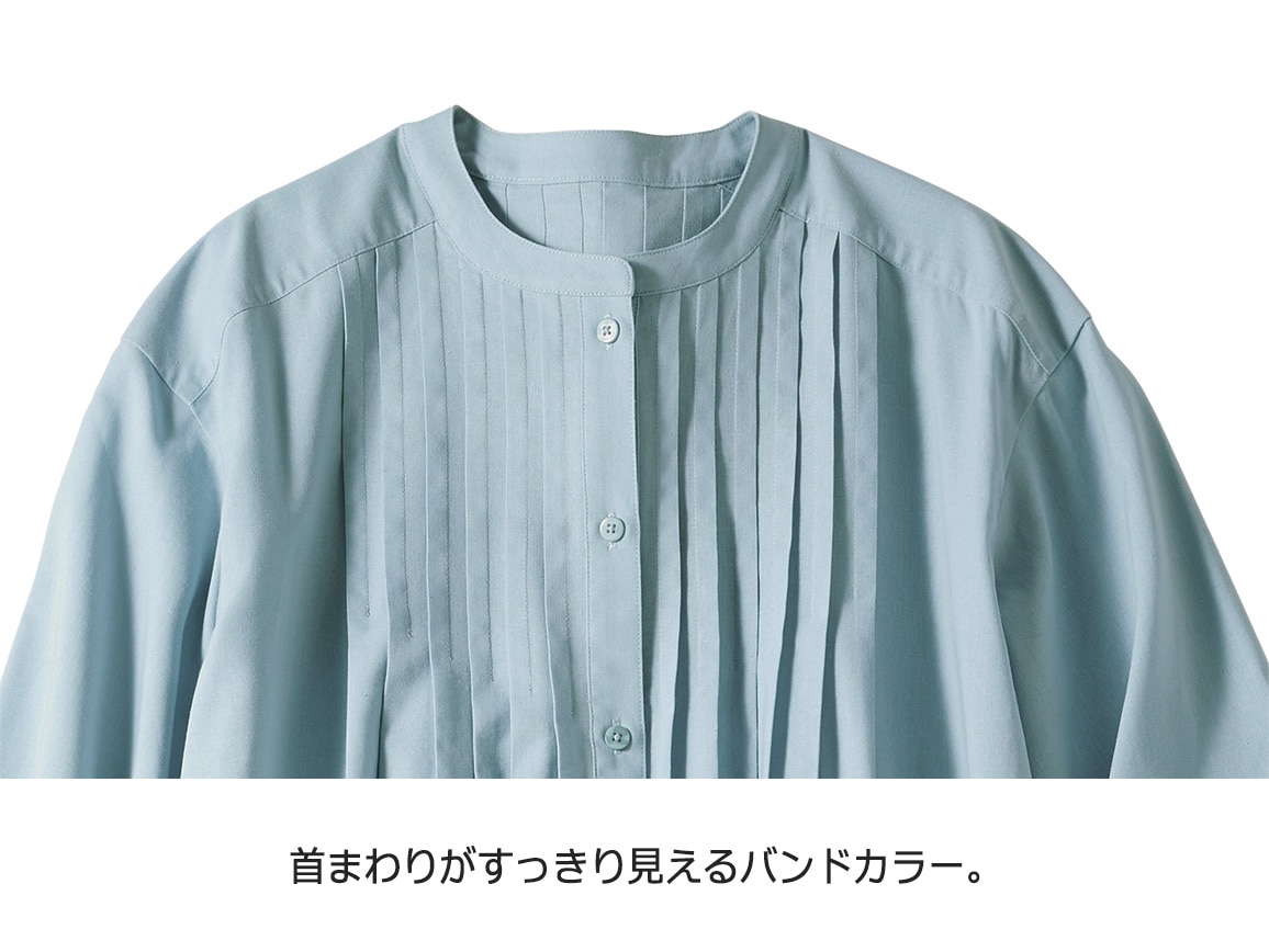 バンドカラータックフレアワンピース バンドカラータックフレアワンピース